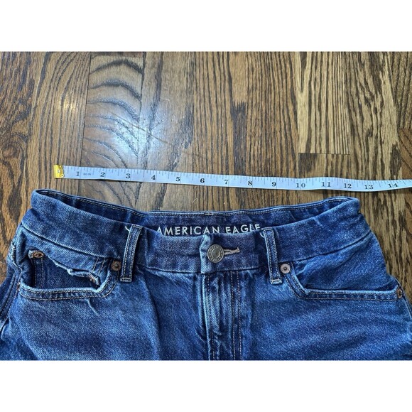 American Eagle Strigid Distressed Blue Denim Jean Shorts Cutoff Cotton‎ Size 0 - Picture 3 of 9